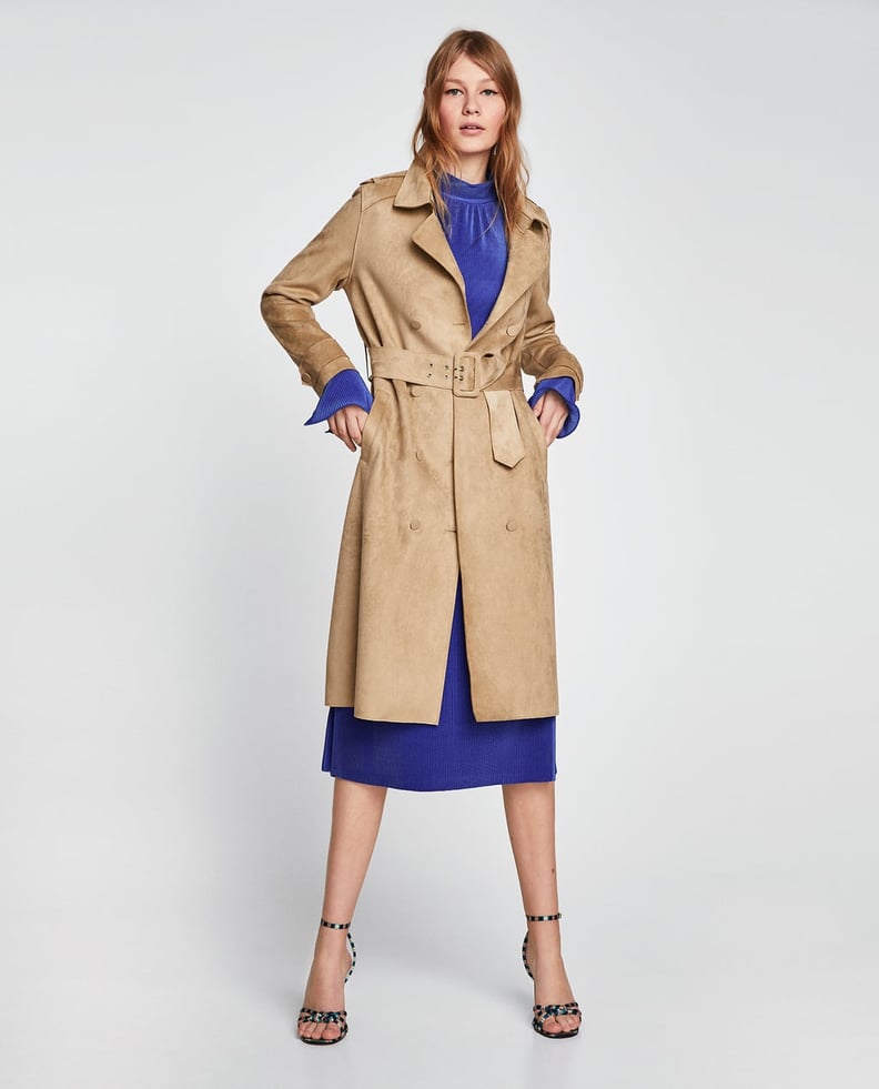 Zara Faux Suede Trench Coat