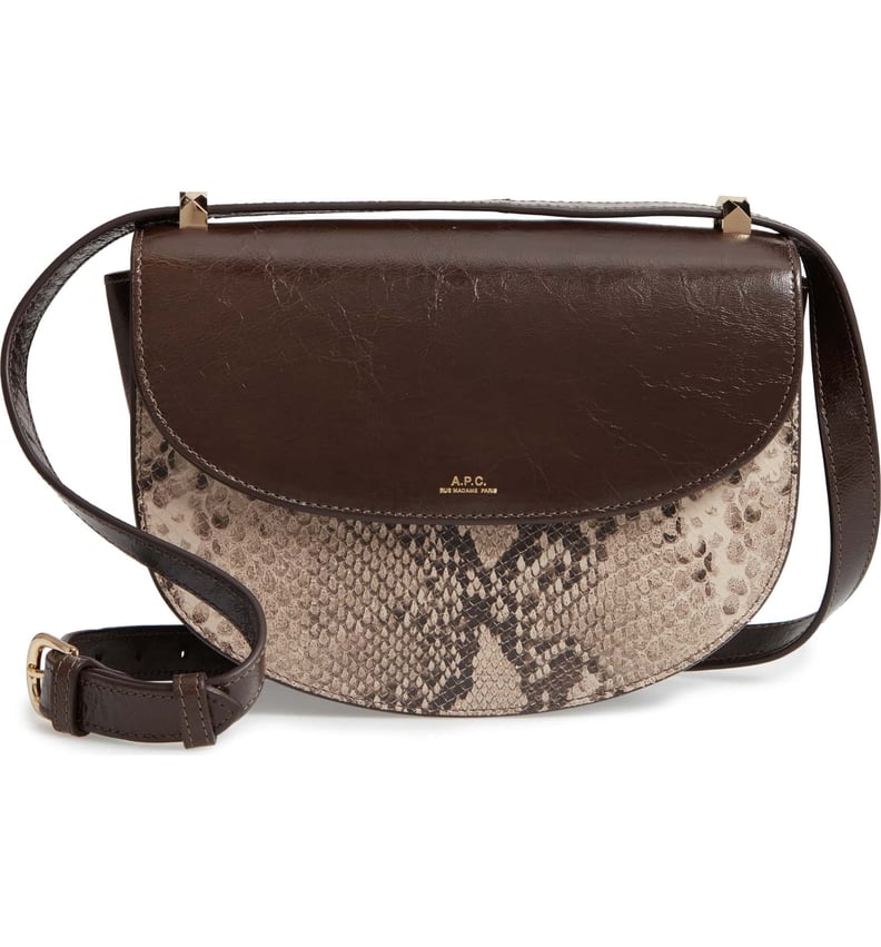 A.P.C. Sac Genève Snake Embossed Leather Shoulder Bag