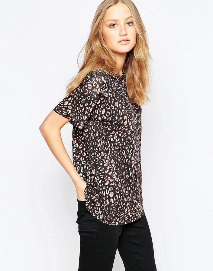 French Connection Electric Leopard T-Shirt In Chestnut ($46)