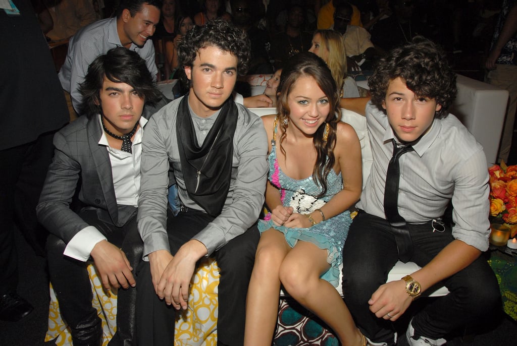 The Jonas Brothers With Miley Cyrus at the Teen Choice Awards in 2007