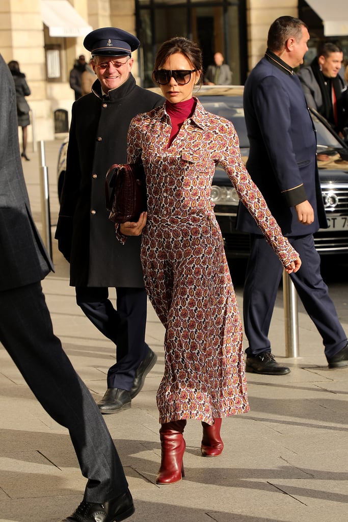 But, Landed in Paris Rocking Burgundy Boots From Her Own Collection