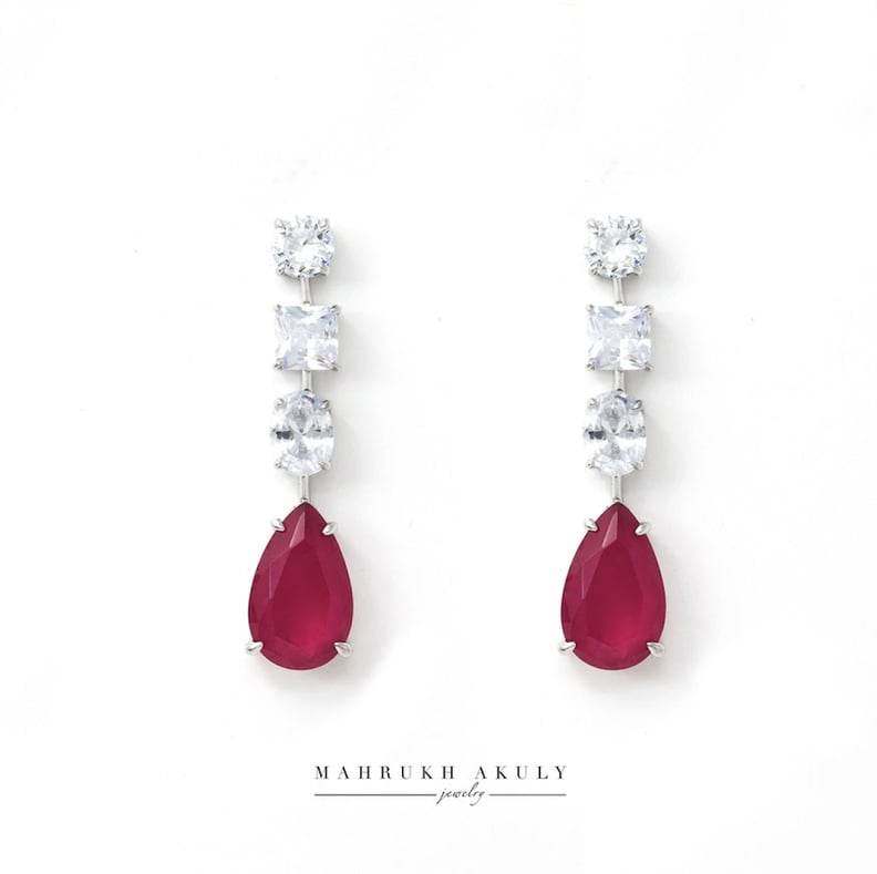 Mahrukh Akuly Ruby Drop Zirconia Earrings