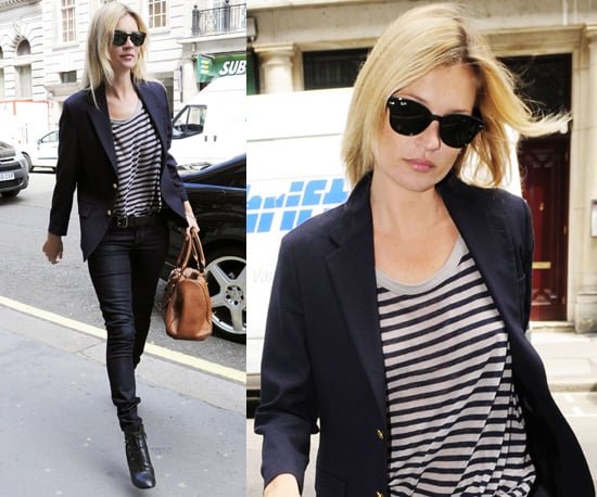 Photos of Kate Moss in London in Striped Tee and Skinny Jeans ...