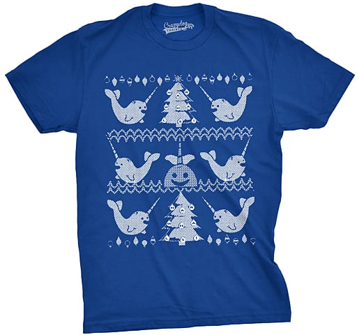 Royal Blue Narwhal Ugly Sweater Tee ($17)