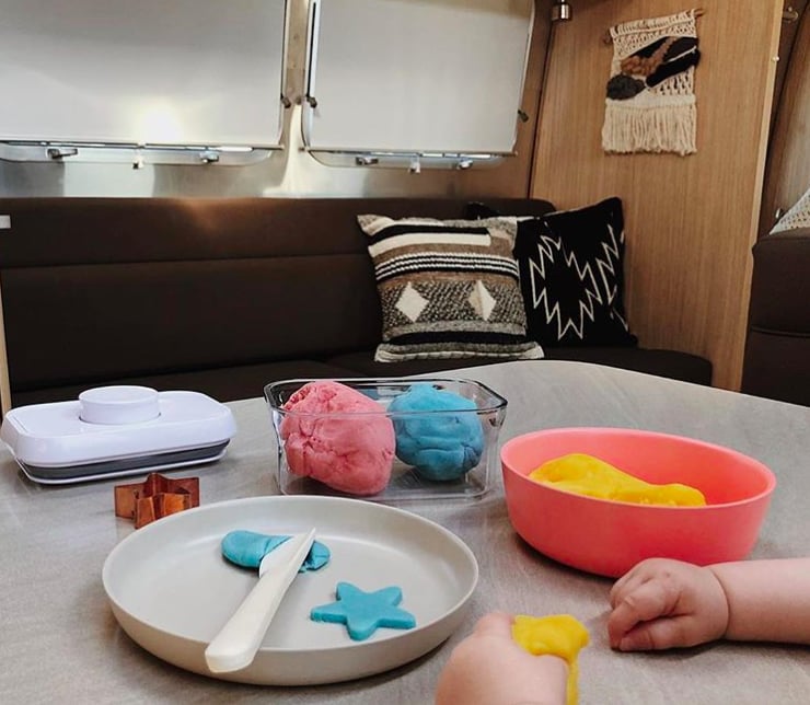 The kitchen table also provides a bit of space for playtime.