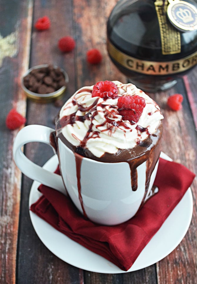 Chocolate Raspberry Boozy Hot Cocoa