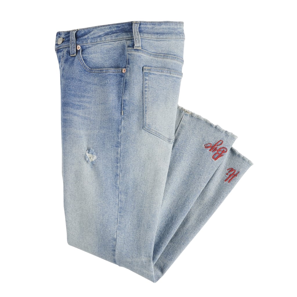 POPSUGAR Embroidered Midrise Straight-Leg Jeans