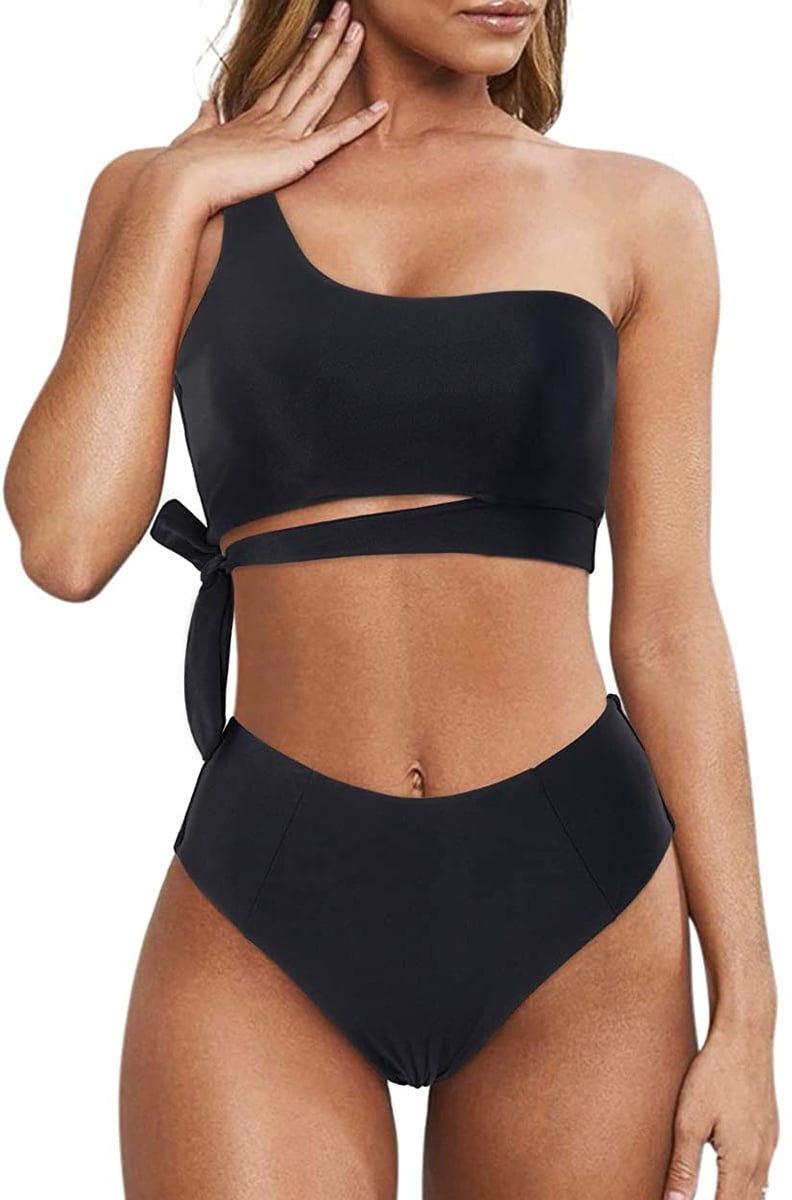 A One Shoulder Bikini: Mooslover One-Shoulder High-Waisted Bikini