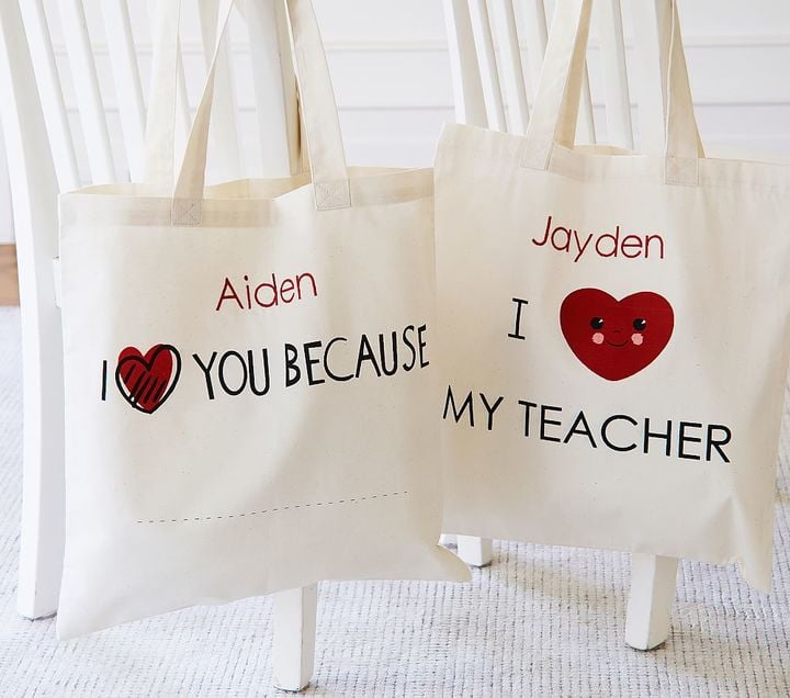 Kids Valentine's Day Canvas Totes