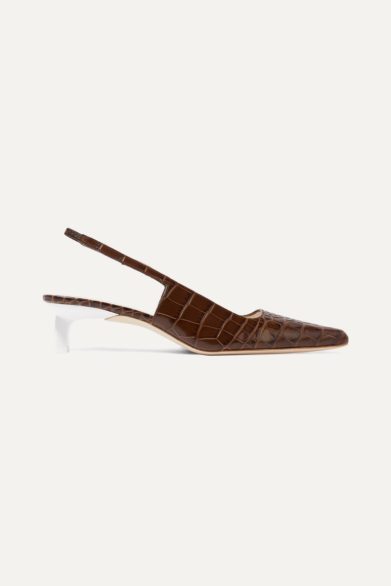 REJINA PYO Lois croc-effect leather slingback pumps