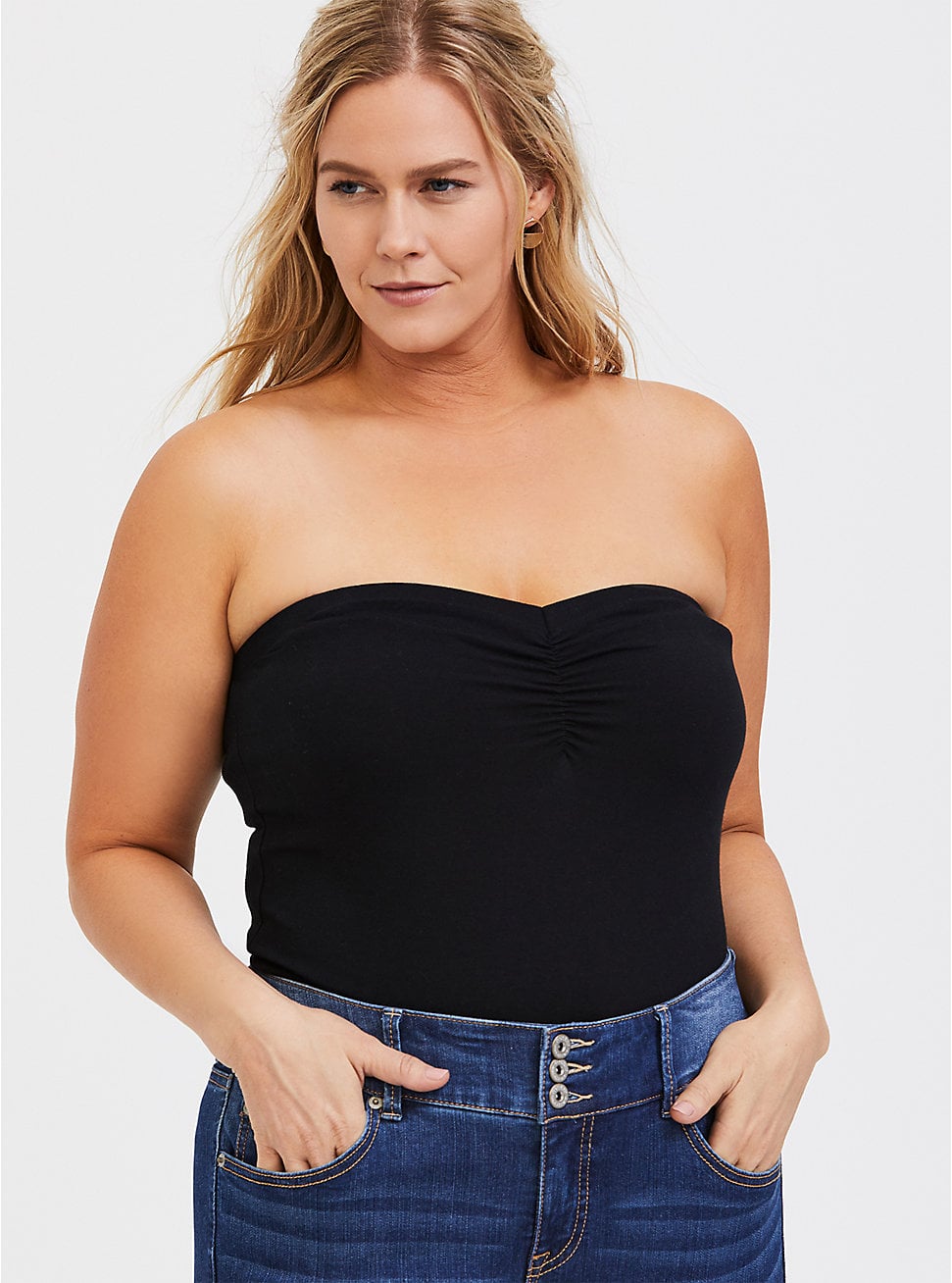 Torrid Black Ruched Foxy Tube Top, It's Time to Give Your Bodysuit a  Break, Because Tube Tops Are Huge For 2020