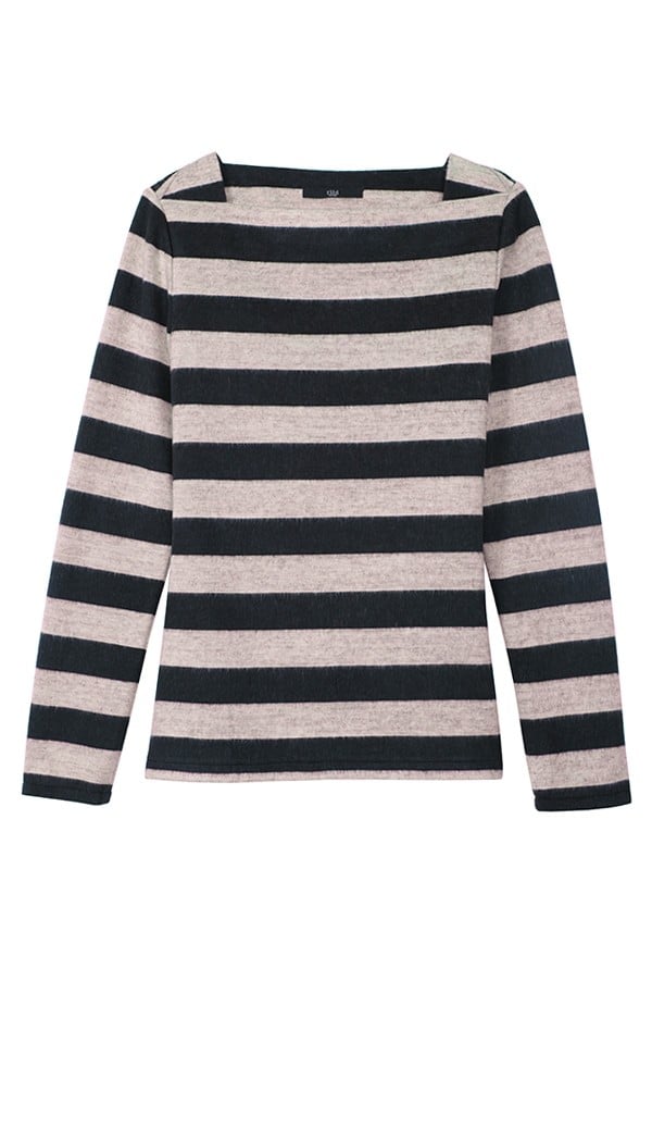 Tibi Cozy Stripe Boat Neck Top