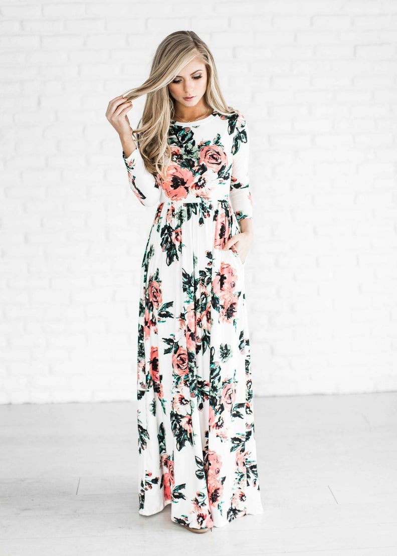 Youcoo Floral Printed Long-Sleeve Dress