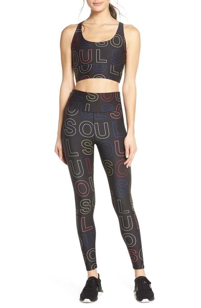 Soul by SoulCycle Longline Logo Sports Bra and High Waist Logo Print Tights