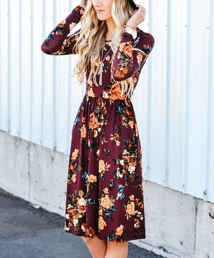 Zesica Long-Sleeved Floral Dress