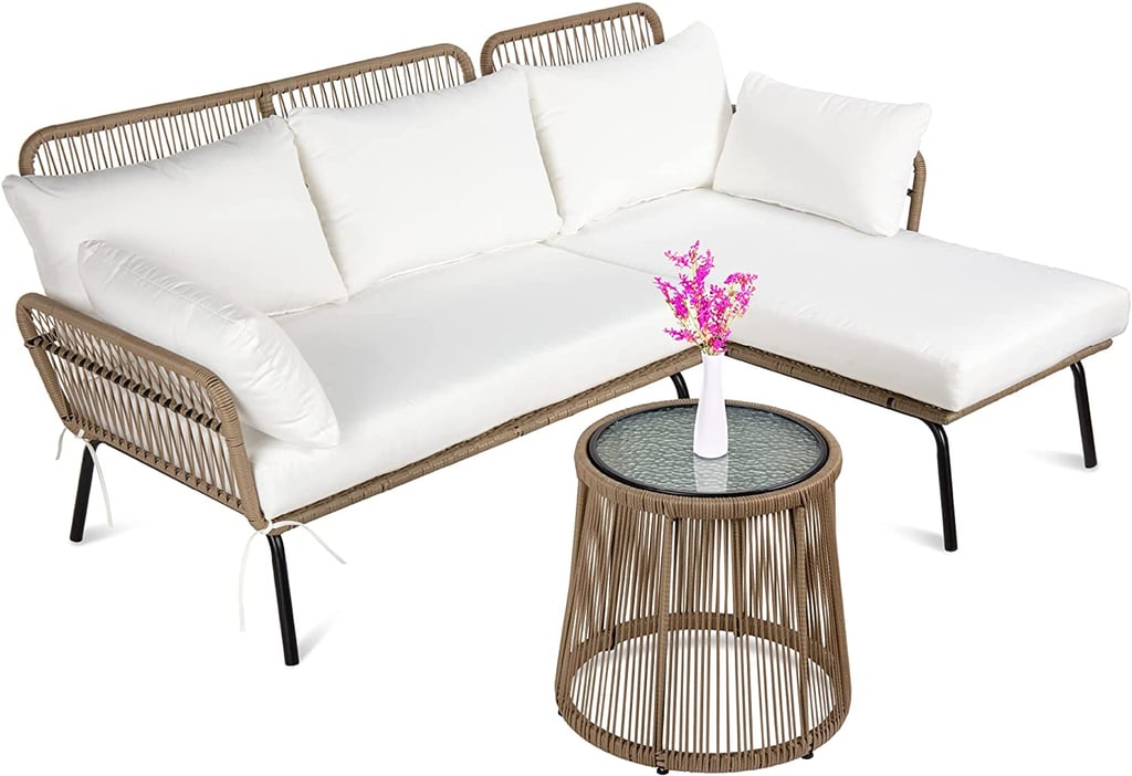 A Boho Couch Set: Outdoor Rope Woven Conversation Sofa Set