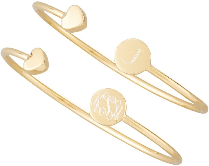 Sarah Chloe Gold Elle Heart-Cap Engravable Bangle