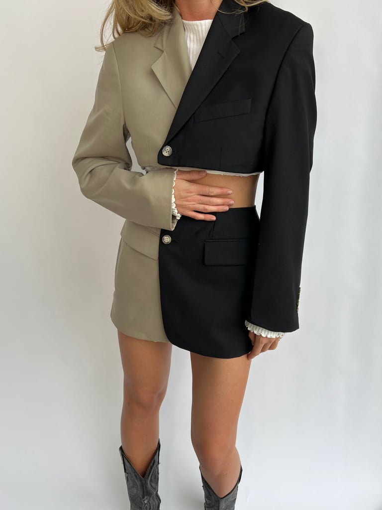 Havre Studio Contrasted Skirt Set in Black and Ecru
