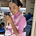 Yara Shahidi Wore a Pink Bow Top With Green Pants