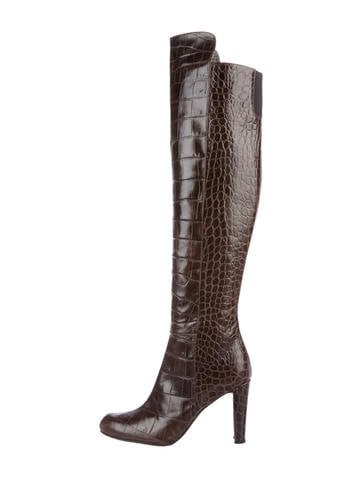Stuart Weitzman Crocodile Over-the-Knee Boots