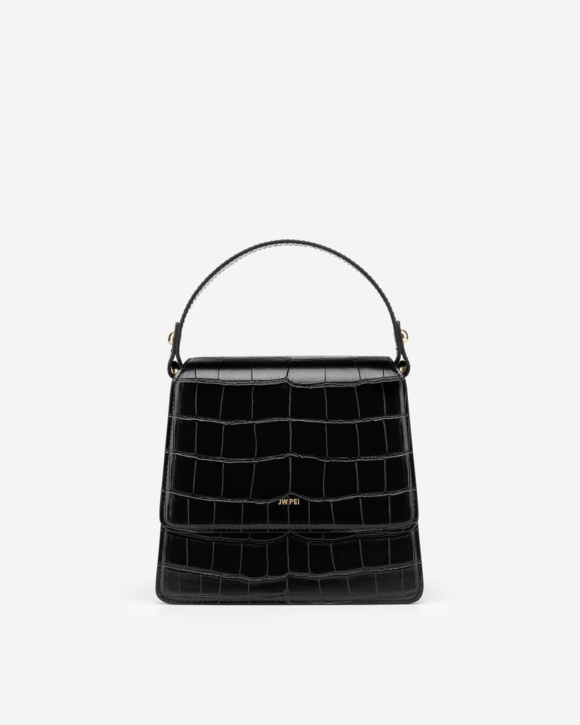 The Fae Top Handle Bag in Black Croc