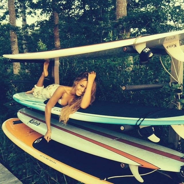 She wasn't kidding about that whole surfboard thing.