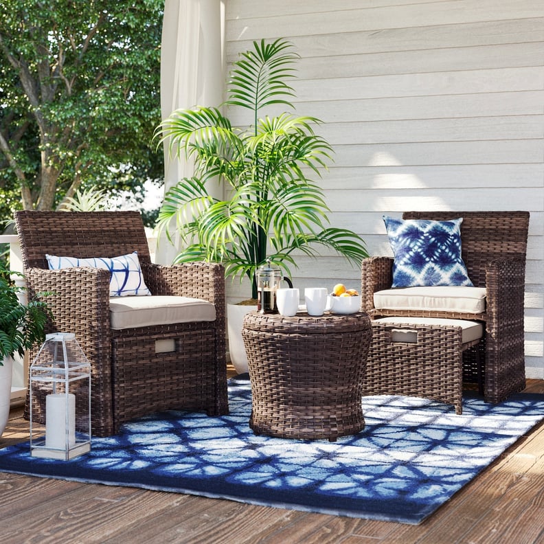 A Space Saving Patio Set: Halsted Wicker Small Space Patio Furniture Set