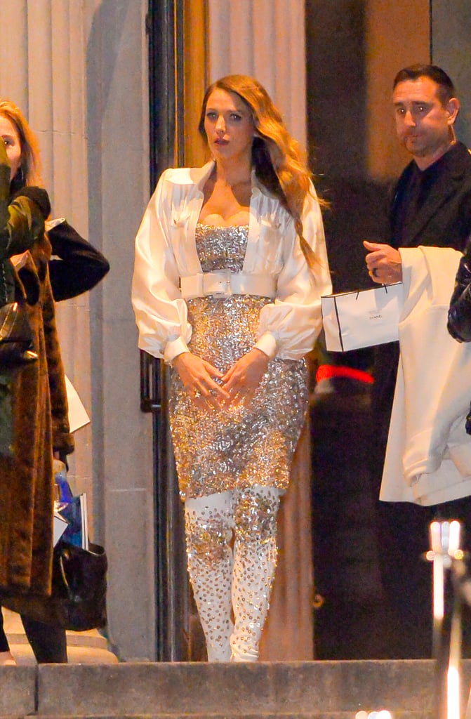 Blake Lively's Sequined Dress and Boots December 2018