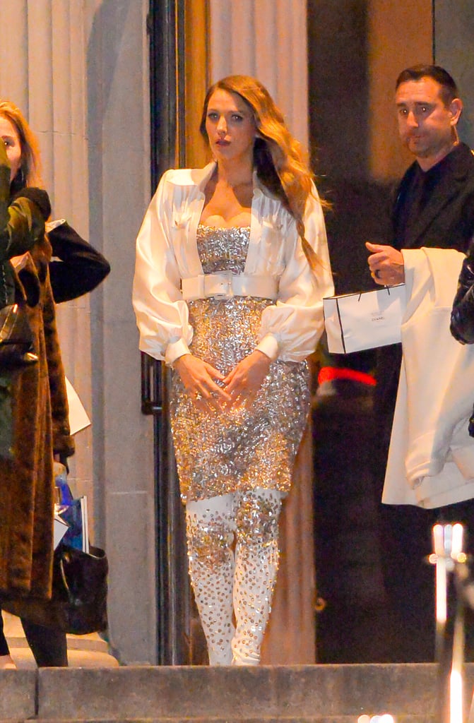 Blake Lively's Sequinned Dress and Boots December 2018