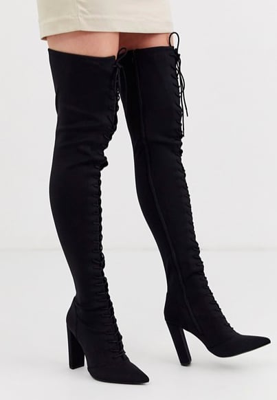 Alternative: ASOS Knowledge Lace Up Thigh High Boots | How to Wear Over ...