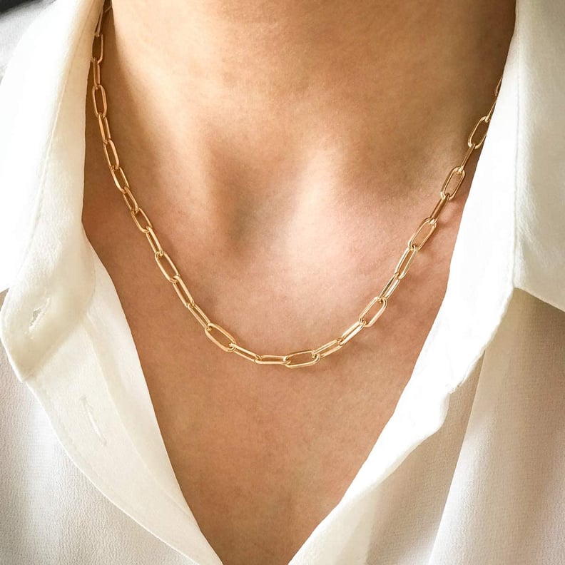 Boutiquelovin 14K Gold Dainty Paperclip Link Chain Necklace