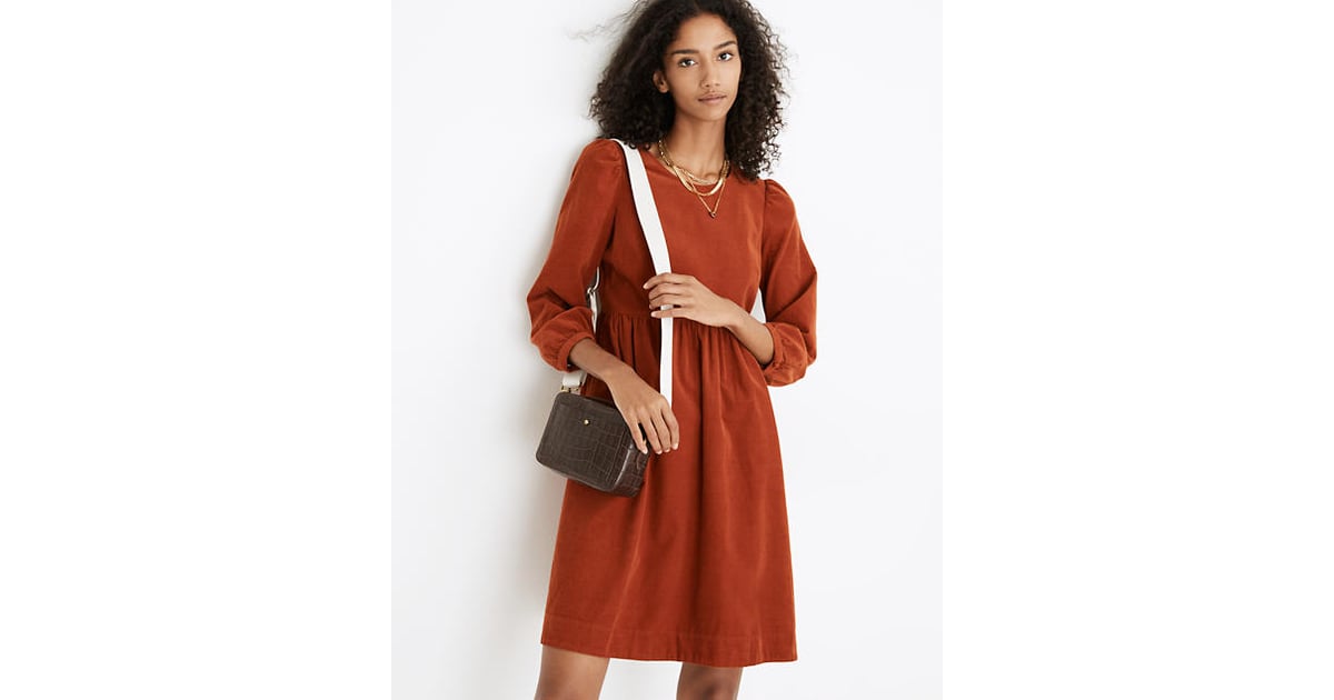 Corduroy Puff-Sleeve Mini Dress | These 