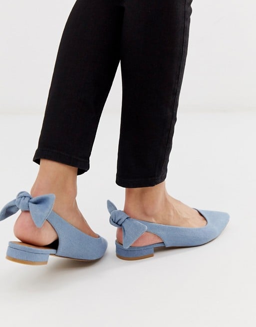 ASOS DESIGN Lizzie Bow Slingback Ballet Flats