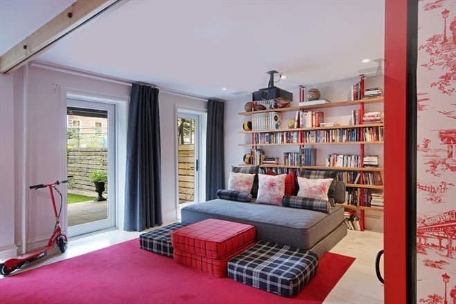 One of the home's five bedrooms.