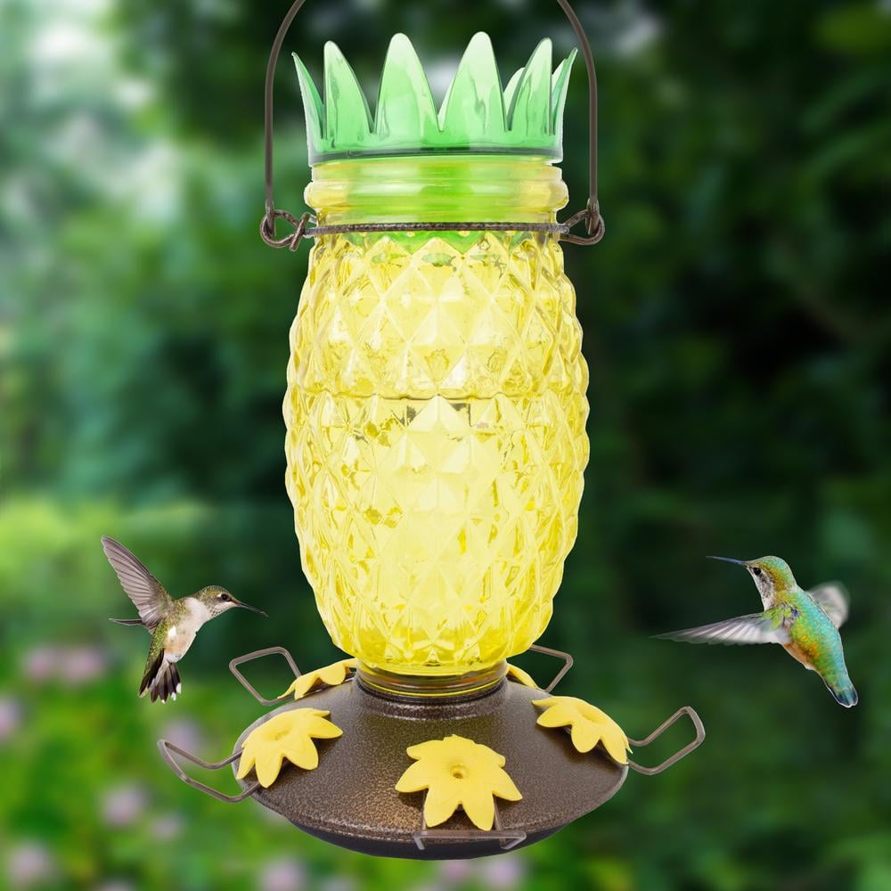 菠萝喂食器:Perky-Pet菠萝顶部填充装饰玻璃蜂鸟喂食器