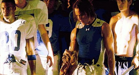 PS: It’s been more than five years since that final episode aired, and the last time we saw Riggins, he was building his house with Billy and he had that moment with Tyra, saying he didn’t have plans. Where do you like to think he ended up?
TK: I probably have quadruplets with Tyra. No, the way we left it was just so, in my humble opinion, perfect, you know? And I loved that we left it that way. I don’t think he’d ever leave that place, to be honest, but you never know. I don’t think he would be back in prison. He’d still be tipping a few back, though.
PS: Looking back, do you have a favorite FNL scene or episode?
TK: Oh man, that’s impossible. 
PS: Any behind-the-scenes, offscreen moments that stand out to you?
TK: Yeah, there’s a lot of stuff that you guys couldn’t see where we would improv such ridiculous stuff to break each other. But I loved doing that kind of stuff. We had so much freedom. I loved the improv part of it, and Riggins could really go anywhere, so that was the beauty of him.
PS: Just saying, but it was announced that the Friday Night Lights cast will be at the ATX Television Festival this weekend, and soon after the Gilmore Girls cast reunited there, a Netflix reboot was announced. Would you hop on board if there was a Friday Night Lights reboot of some kind?
TK: That’s a thousand percent negative. I would not. We just left it so well. And just as an actor, personally, you just want to keep pushing yourself and it would be a couple steps backward, really.