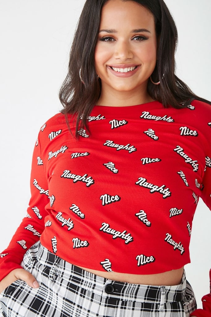 Naughty or Nice Plus-Size Graphic Thermal Top