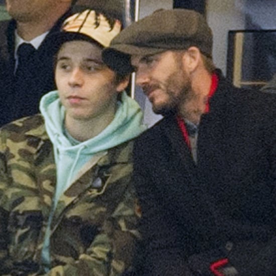 David and Brooklyn Beckham at PSG Champions League Game
