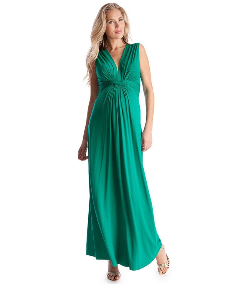 Seraphine Emerald Knot Front Maternity Maxi Dress