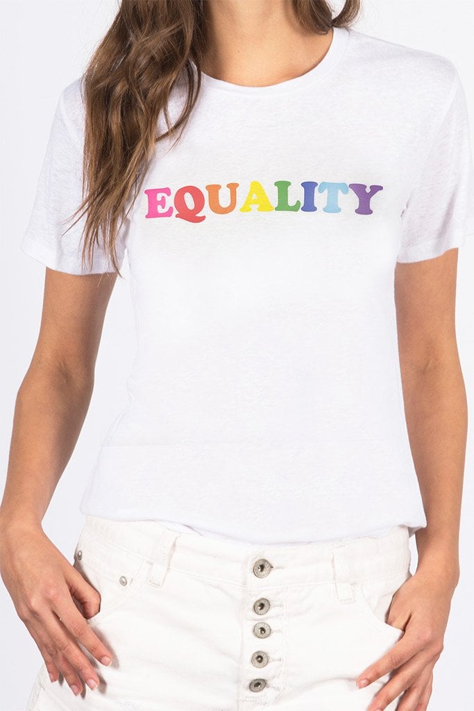 David Lerner NY Rainbow Equality White Crew Tee