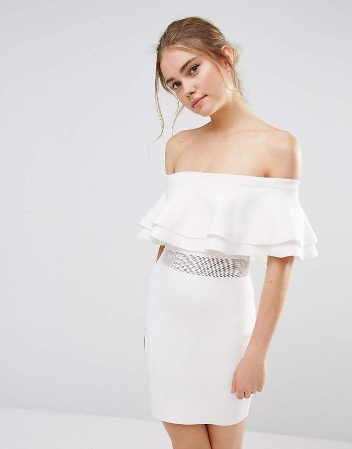 Endless Rose Knitted Ruffle Mesh Panel Mini Dress Only J Lo
