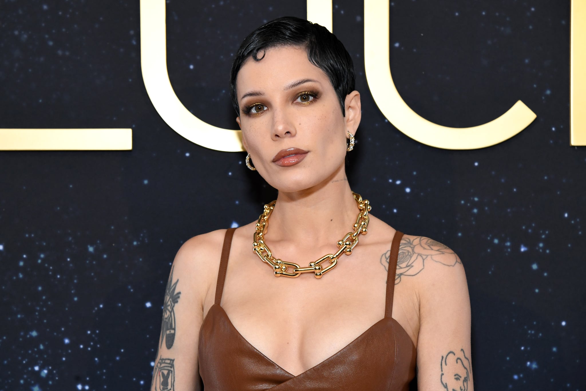 LOS ANGELES, CALIFORNIA - OCTOBER 26: Halsey attends as Tiffany & Co. celebrates the launch of the Lock Collection at Sunset Tower Hotel on October 26, 2022 in Los Angeles, California. (Photo by Jon Kopaloff/Getty Images for Tiffany & Co.)