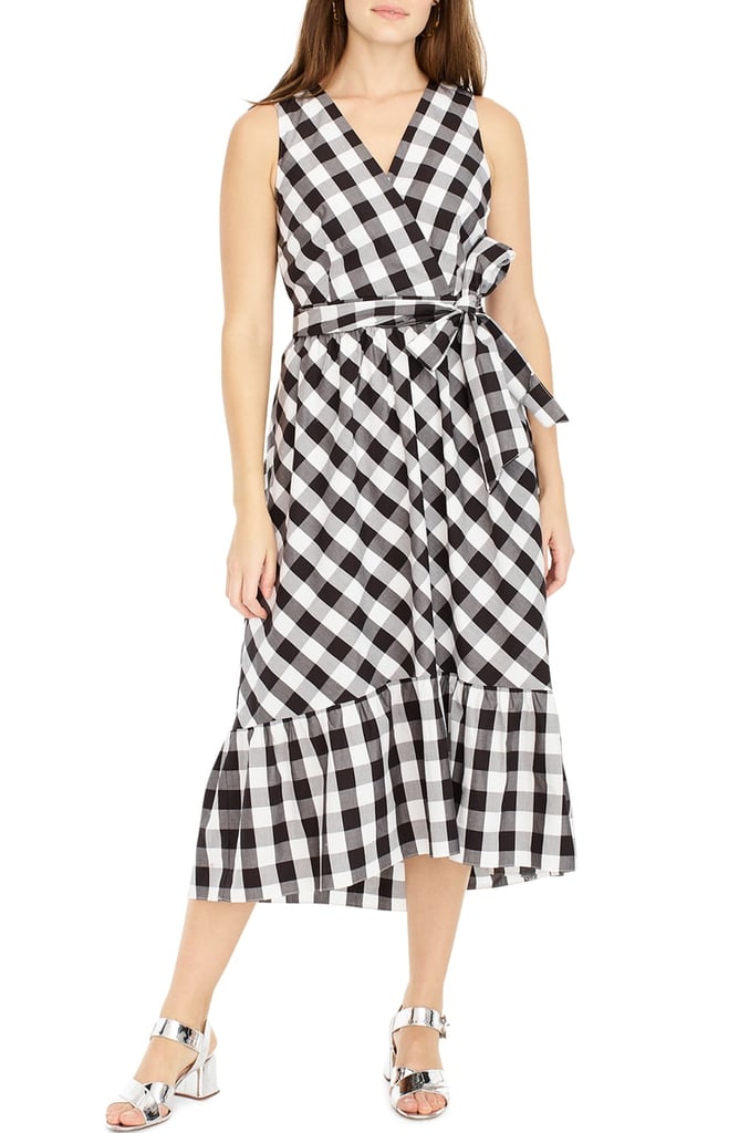 J.Crew Faux Wrap Gingham Cotton Poplin Dress