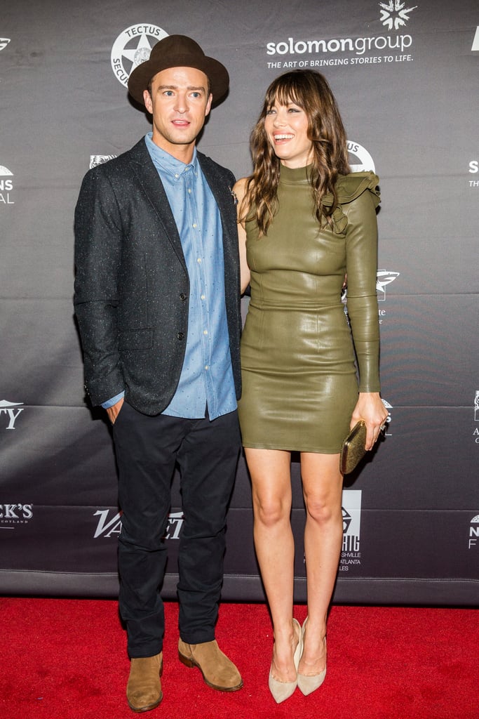 Jessica Biel's Ruffled Leather Mini