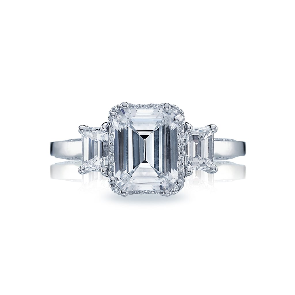 Tacori Dantela Emerald-Cut Diamond Three-Stone Setting Engagement Ring