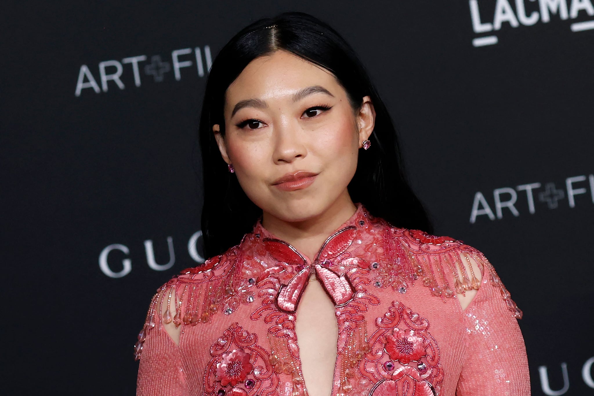 US actress Awkwafina arrives for the 10th annual LACMA Art+Film gala at the Los Angeles County Museum of Art (LACMA) in Los Angeles, California on November 6, 2021. (Photo by Michael Tran / AFP) (Photo by MICHAEL TRAN/AFP via Getty Images)