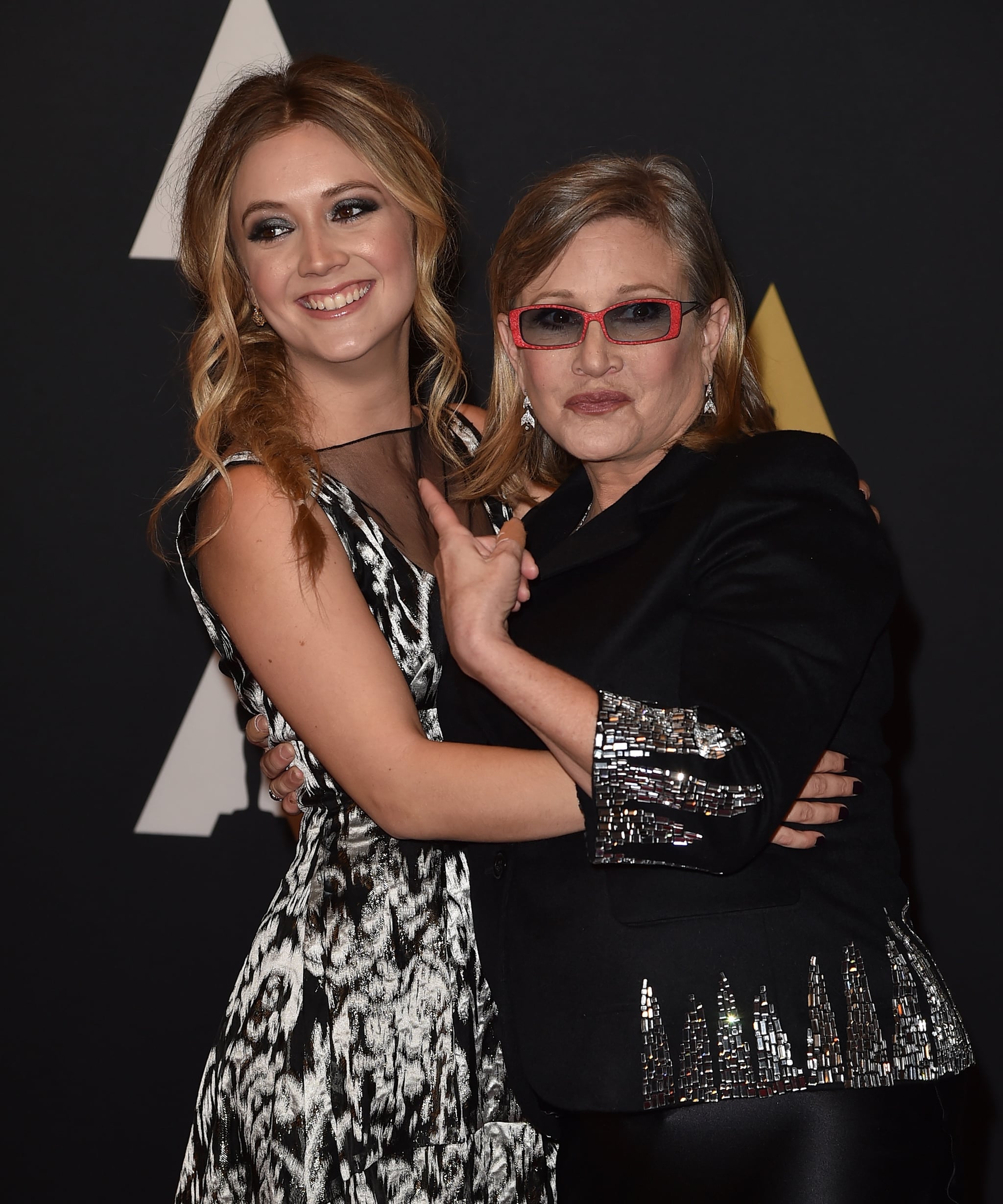 HOLLYWOOD, CA - NOVEMBER 14:  Actresses Carrie Fisher (L) and Billie Catherine Lourd attend the Academy of Motion Picture Arts and Sciences' 7th annual Governors Awards at The Ray Dolby Ballroom at Hollywood & Highland Centre on November 14, 2015 in Hollywood, California.  (Photo by Kevin Winter/Getty Images)