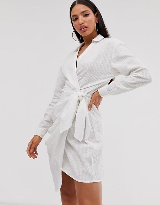 ASOS Design Tall Twist Collar Wrap Casual Mini Dress