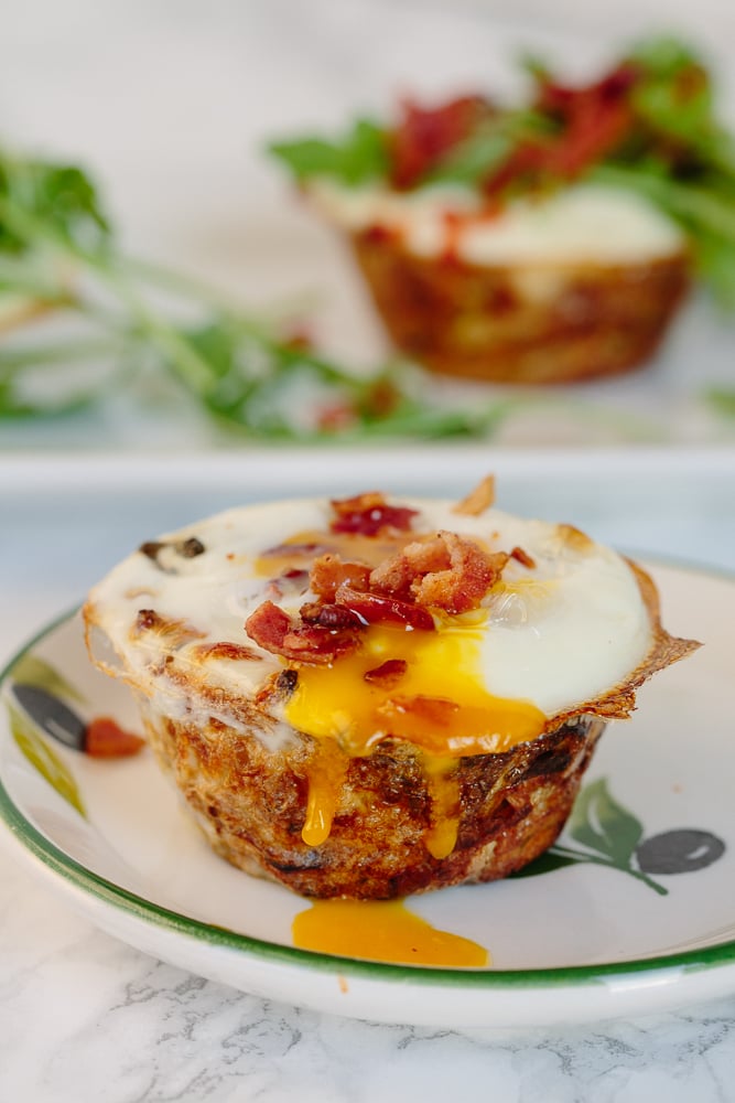 Egg and Bacon Parsnip Noodle Nests