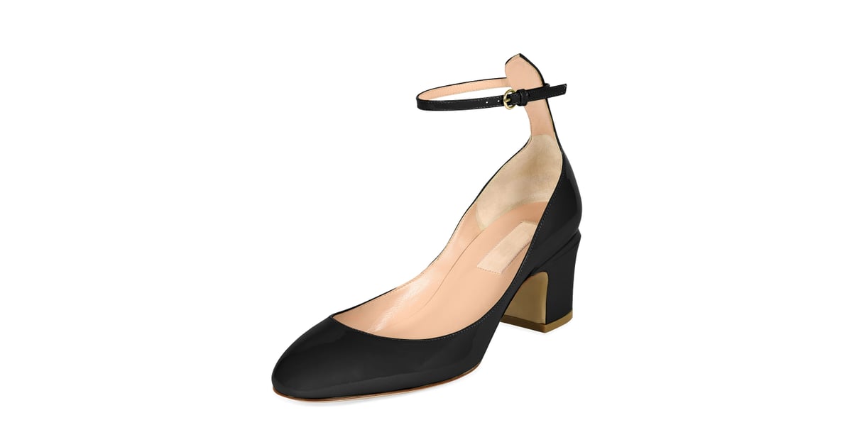 Valentino Tango Patent Block-Heel Ankle-Wrap Pump ($845) | Block Heel ...